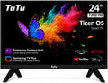 TuTu TU24Q1H-T8 Téléviseur, 24 Pouces, sans Bord Connectée Télévision avec Tizen OS, 60 cm, 100 × 100 mm, DVB-T/T2, DVB-S/S2, Wi-Fi, Bluetooth
