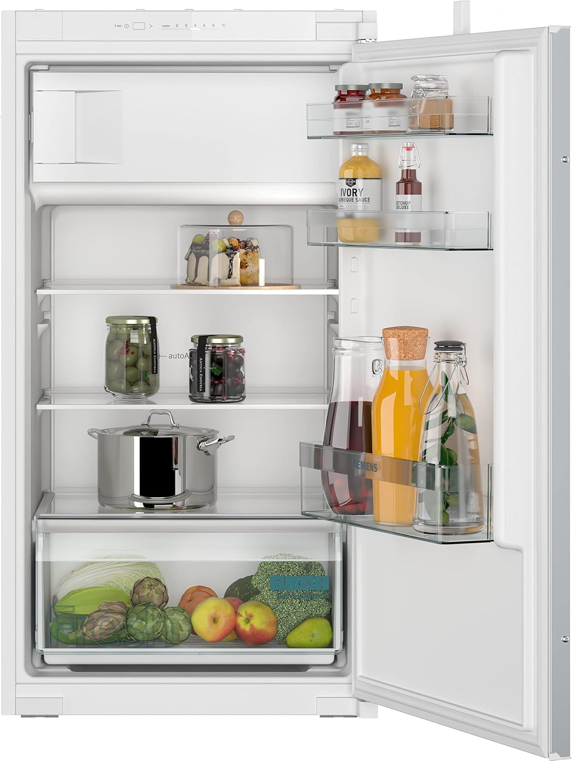 SIEMENS KI32LNSE0 iQ100 Réfrigérateur, 102 × 56 cm, éclairage LED, verre, 132 l, 15 l, 147 l, 54, 1 cm, 102, 5 cm, 35 dB, congélateur 15 l