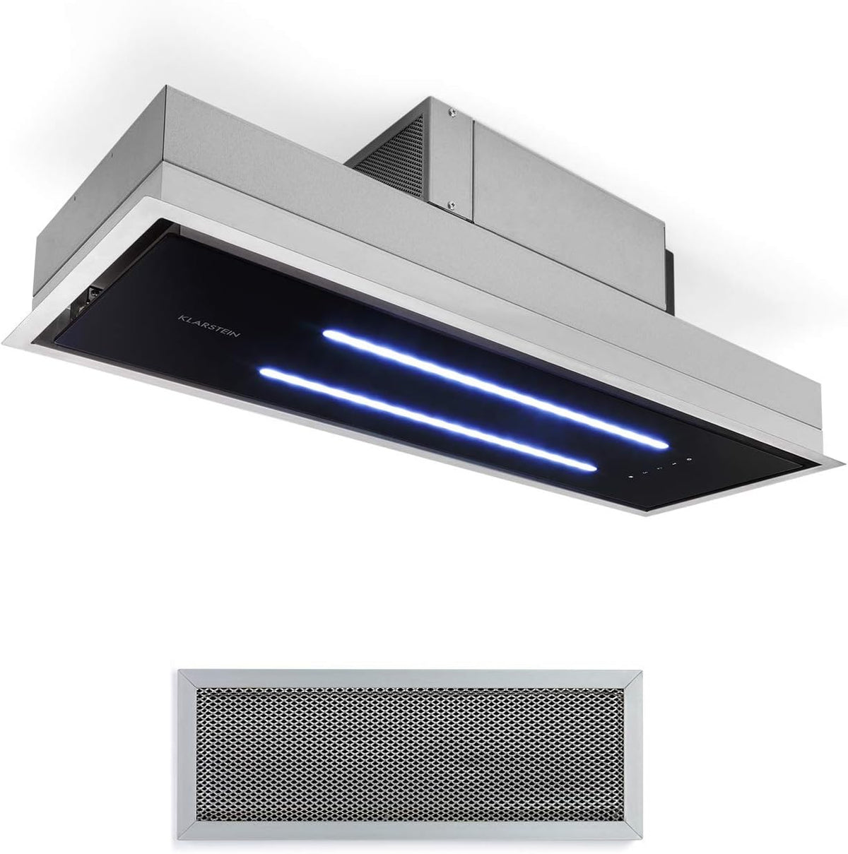 KLARSTEIN Hotte aspirante, 77 cm, télécommande, acier inoxydable, 3 niveaux, 4 W, 59 dB, télécommande et filtre à charbon actif, 410 m3/h, 75W
