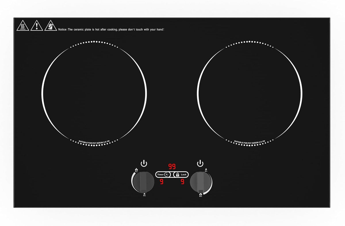 Plaque de cuisson VBGK, éclairage LED, 3600 W, acier inoxydable, 9 niveaux, 220V, 3600W, 240V, 2 foyers, Plaque Induction 2 Feux, réglable