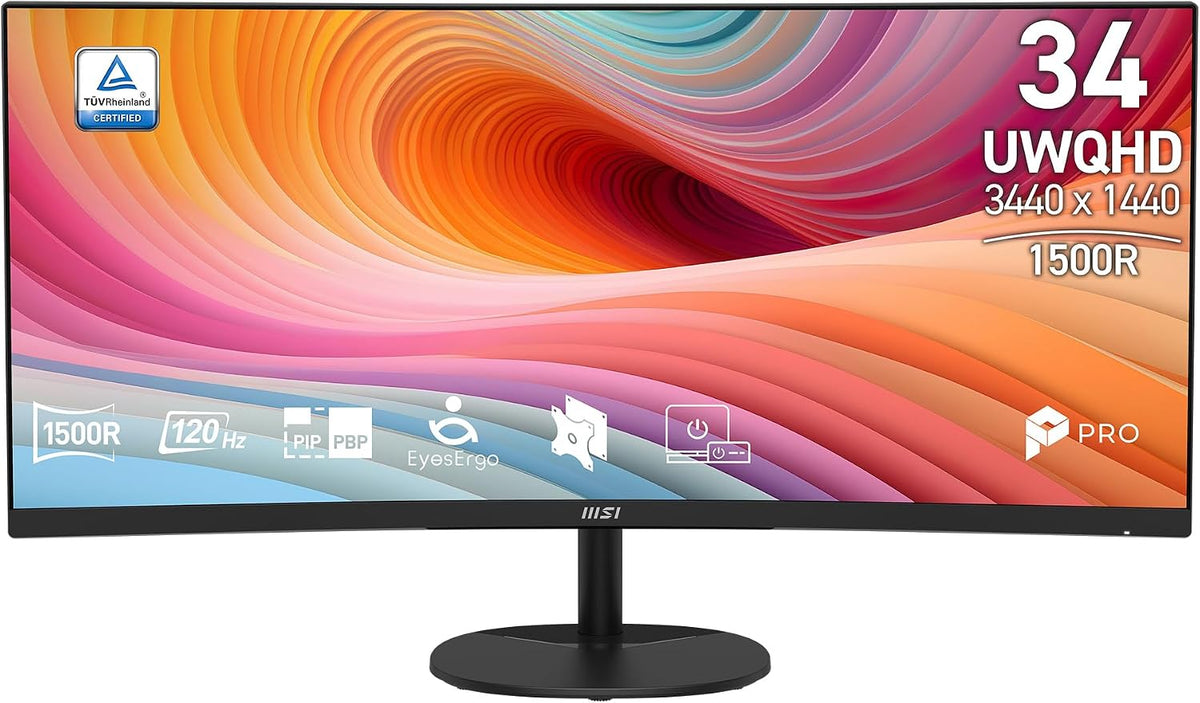 Moniteur PC, 34 pouces, réglable, msi, MP341CQ, 120Hz, 100 × 100mm, 200Hz, 60Hz, 75Hz, 1ms, Noir, UWQHD, Adaptive-Sync, HDMI, DisplayPort
