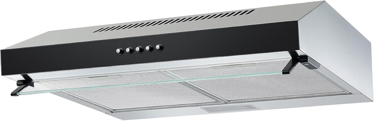 Respekta CH16060SGB Hotte aspirante, 60 cm, éclairage LED, verre, 68 dB, 13 × 60 × 50, 3 cm, 135 cm, 120 cm, 3 niveaux, réglable