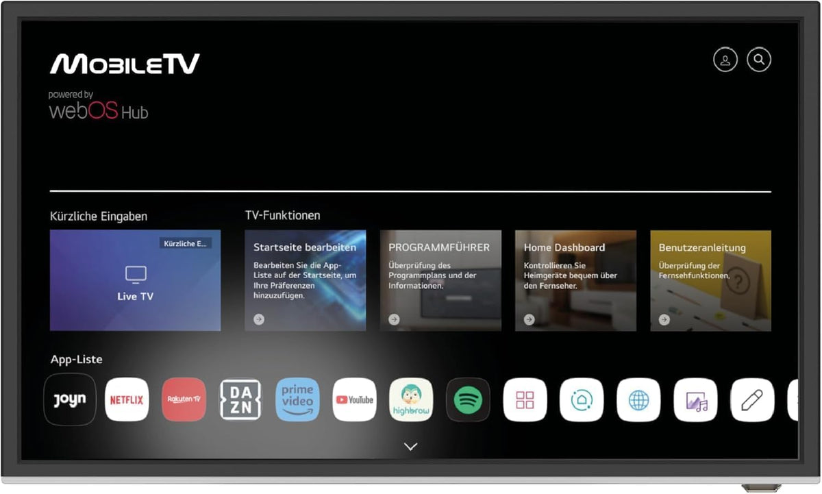 MOBILETV Téléviseur, 47 cm, Wi-Fi, TV CONNECTE pour Camping Car/Caravanes/WiFi, 24 V, 30 V, 12V / 24 V / 230V, WebOS 19, Bluetooth