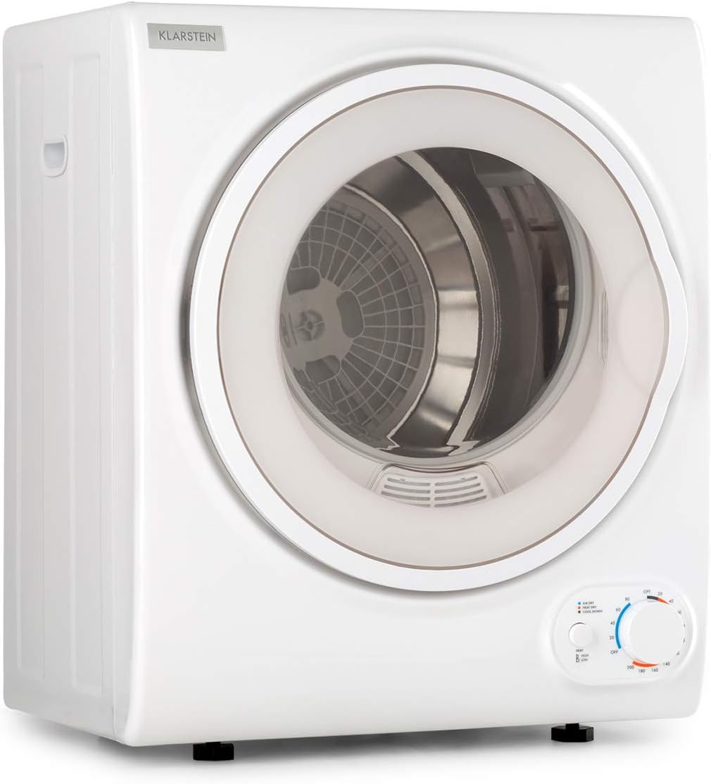 KLARSTEIN Sèche-linge, réglable jusqu'à 60 °C, acier inoxydable, 850 W, 2, 5 kg, 2 niveaux, élément chauffant PTC, Jet Set 2500, blanc, minuterie