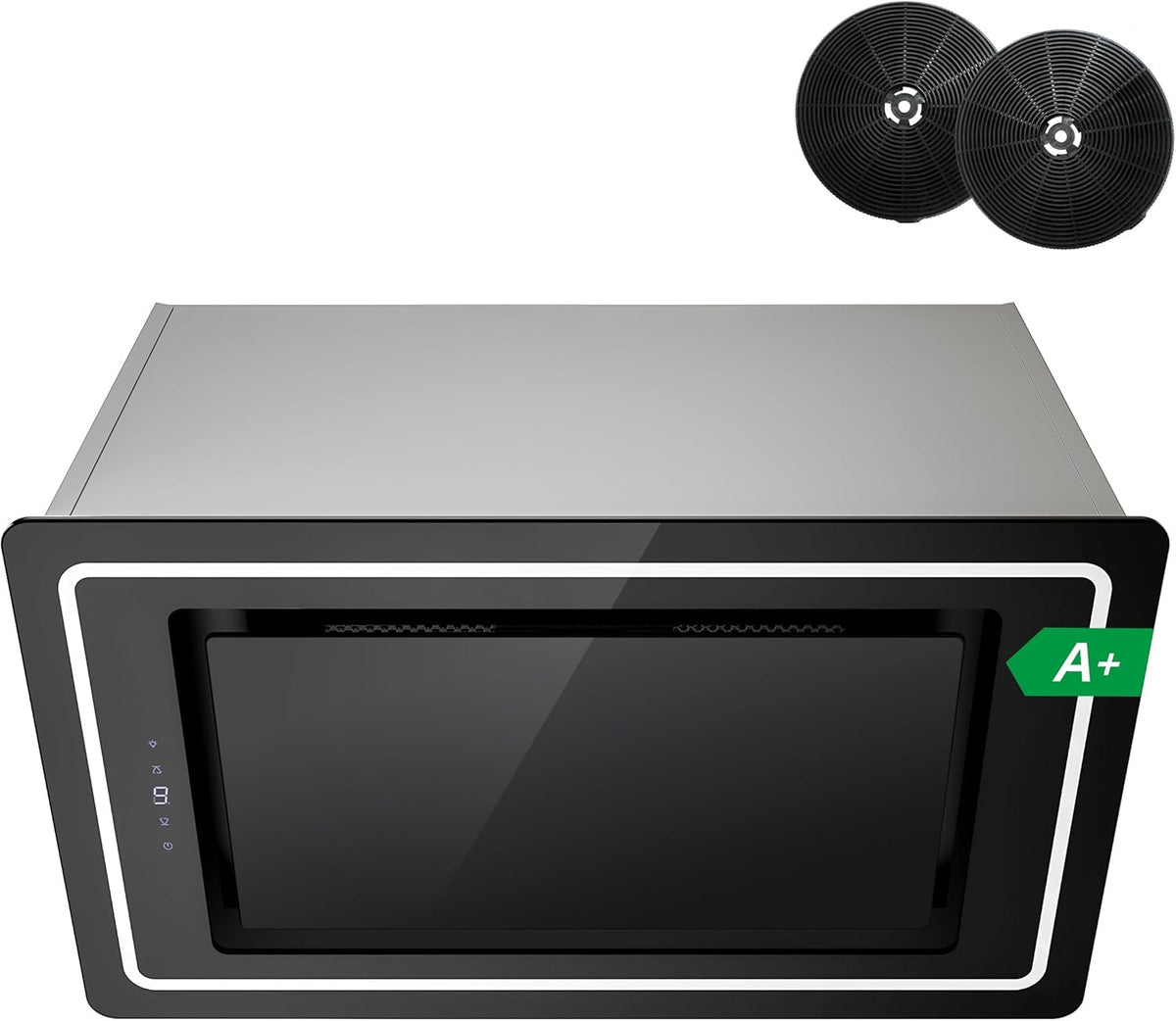 Hotte aspirante FIREGAS, éclairage LED, 52 cm, 9 Vitesses, 450 m3/h, réglable, Noir, encastrable, filtre à charbon