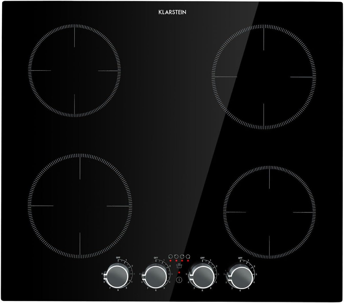 KLARSTEIN Plaque de cuisson, 9 niveaux, réglable, 6000W, 4 Foyers, Plaque Induction Encastrable de 6000W, Plaque 4 Feux, Plaques