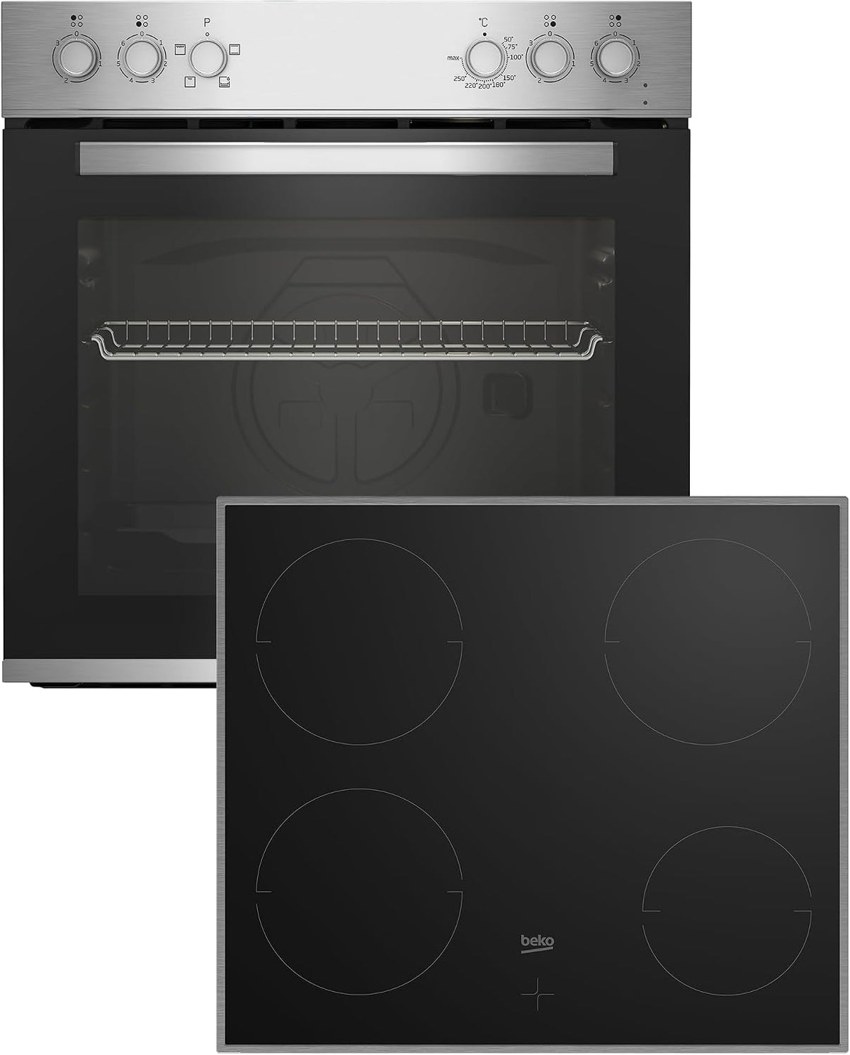 Beko Cuisinière, 60 cm, acier inoxydable, 180 mm, 140 mm, 1700 W, 9000 W, 5 cm, 4 cm, 74 l, 2000 W, 1200 W, largeur 60 cm, 74L