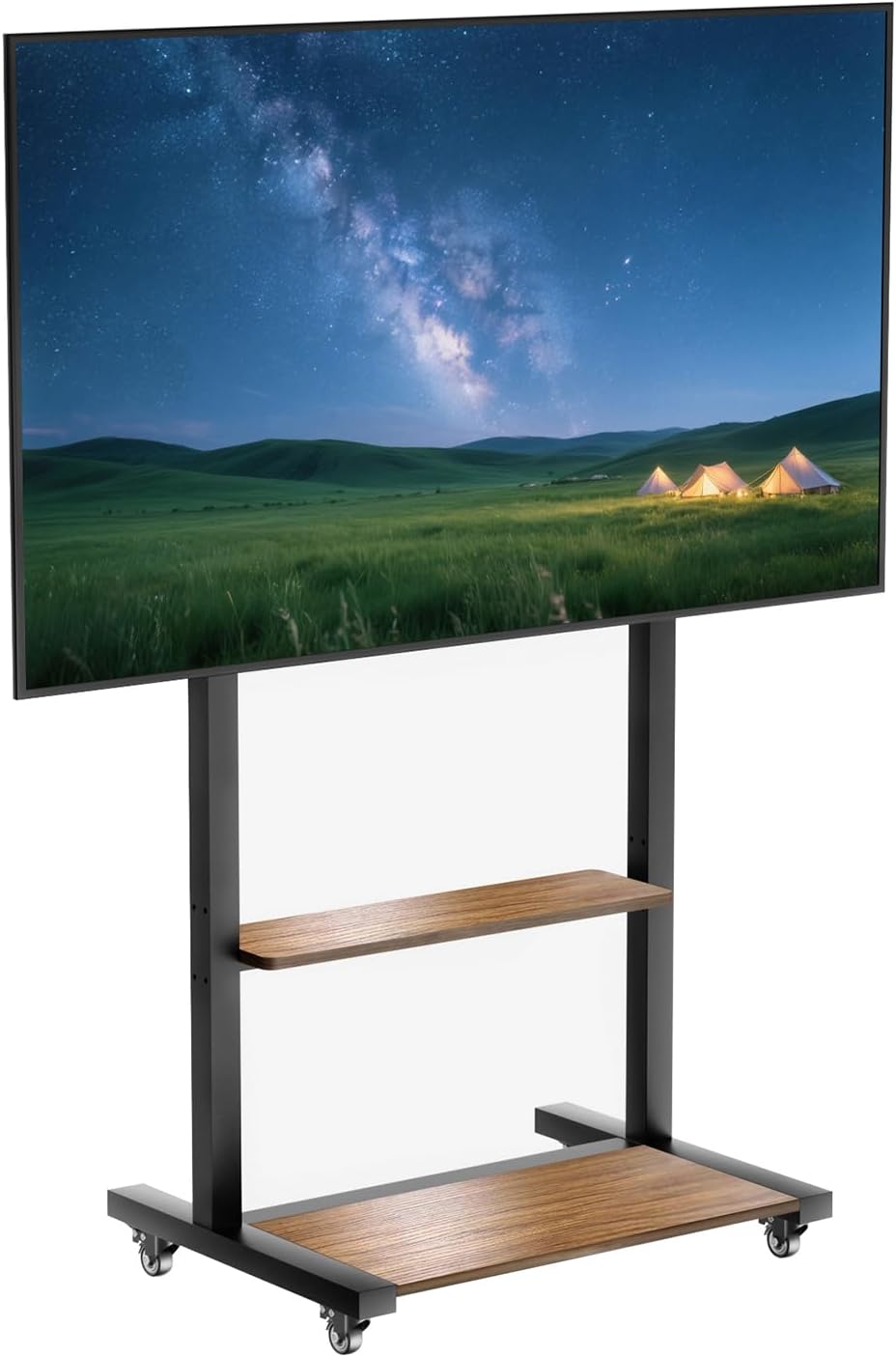 Meuble TV Vanconwey VC-Z1813, 800 × 600 mm, réglable, Supports TV réglables en Hauteur avec Grande étagère en Bois et roulettes, 121, 9 cm