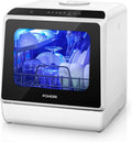 Lave-vaisselle FOHERE, éclairage LED, 40 × 41 × 45 cm, 30 cm, 1 Programmes, 4 couverts, 7 couverts, 6h Différé de Lavage, réservoir d'eau