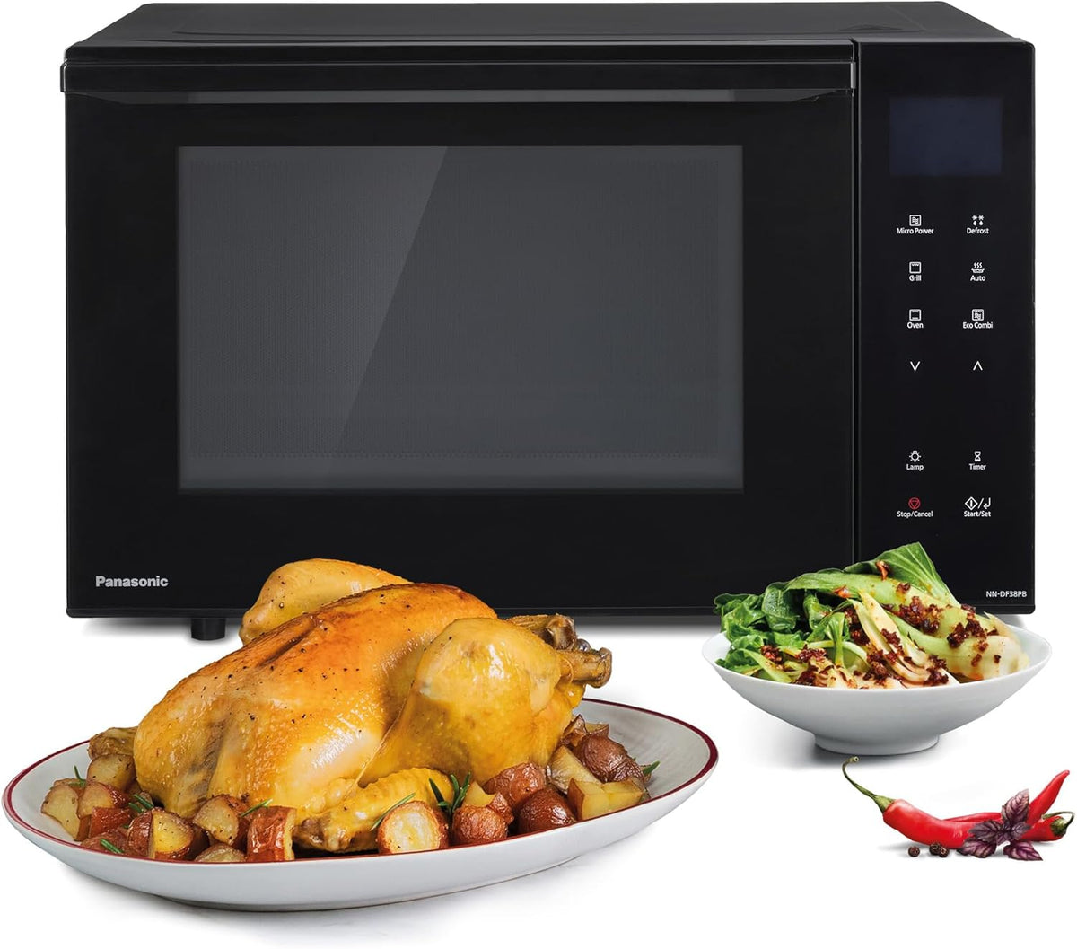 Four micro-ondes, DF38PBEPG, verre, Panasonic, Micro ondes combiné NN DF38PBEPG, minuterie