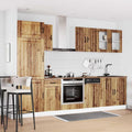ATOMSTACK MAKER Kalmar Ensemble de 8 meubles de cuisine, finition bois vieilli et verre, pieds réglables