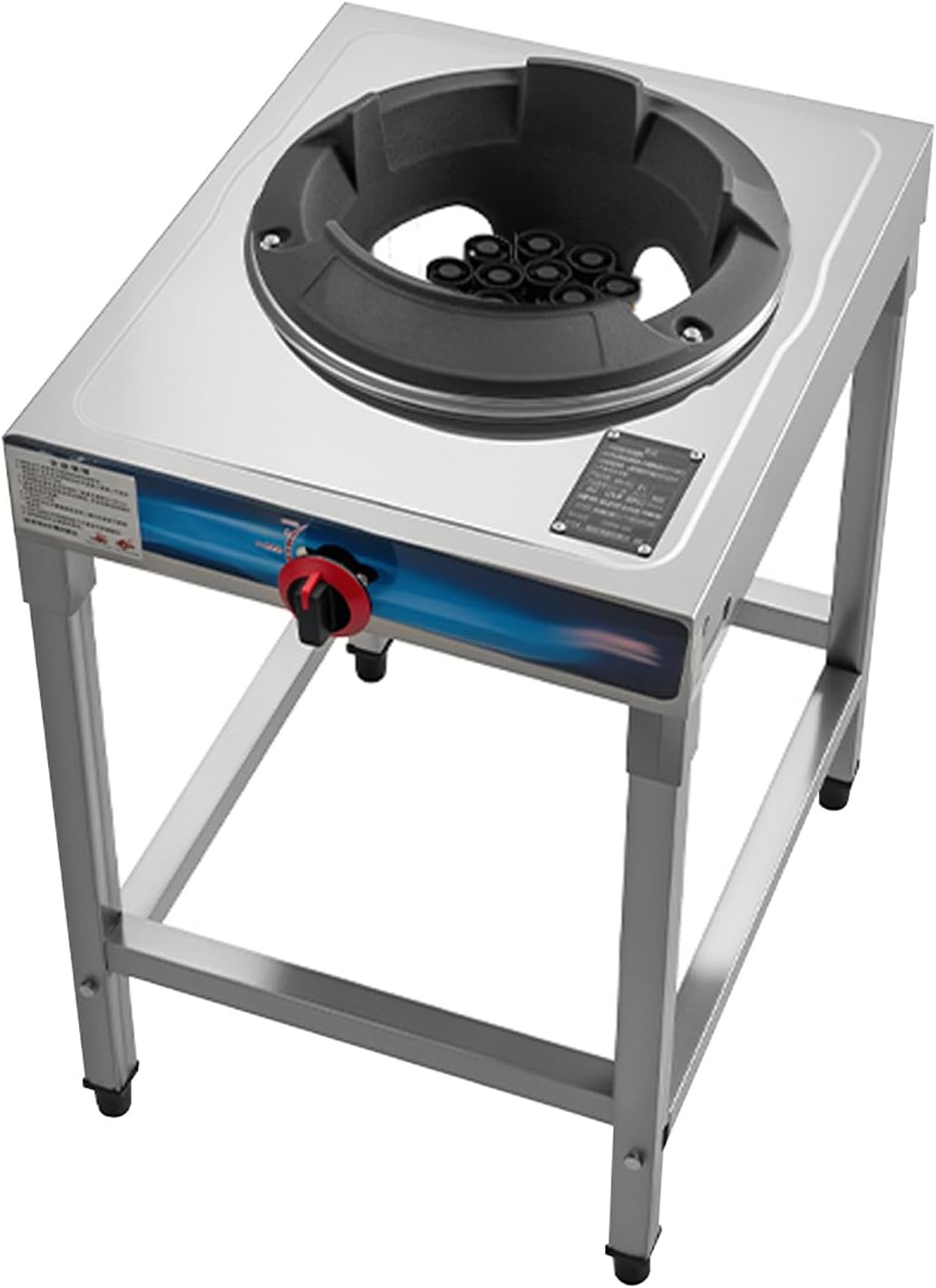 DYUNCZ Réchaud de camping, réglable, acier inoxydable, 43 × 52 × 65 cm, Bruleur Gaz Propane Professionnel en Acier Inoxydable pour Wok, portable
