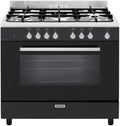 Cuisinière, acier inoxydable, 7 modes, GLEM, Piano De Cuisson Mixte 104l 5 Feux Noir, GE960CVBK2, 3, 8 kW, 5 brûleurs, chaleur tournante, verre