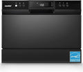 Lave-vaisselle compact, 10 pouces, verre, COMFEE', vitesses, 6 couverts, 8 programmes, 6 couverts & 8 programmes de lavage, Noir, portable