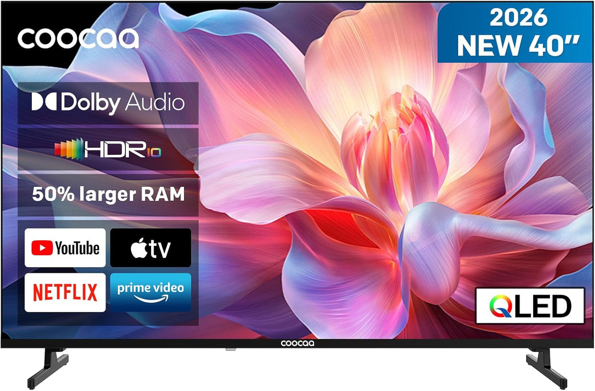 coocaa 40CTQH38Z Téléviseur, 40 Pouces, télécommande, 100 cm, HDR10, 1.5GB, Bluetooth, éclairage LED, QLED