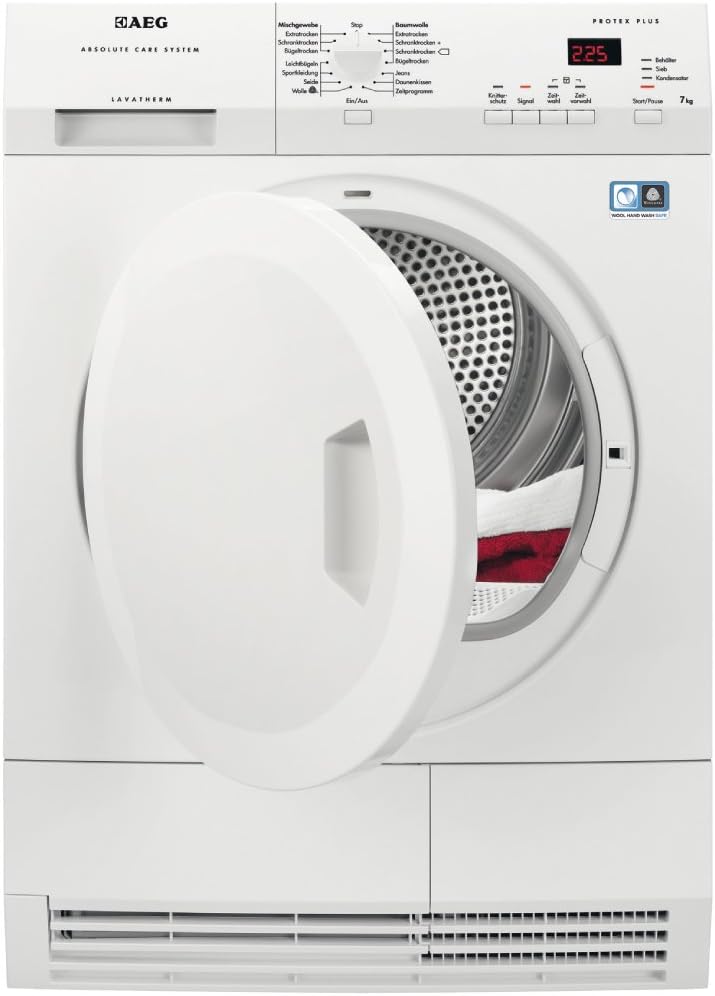 AEG Sèche-linge, 7 kg, éclairage LED, 118 l, 5, 28 l, 85 cm, T65770IH4, réglable, pompe à chaleur