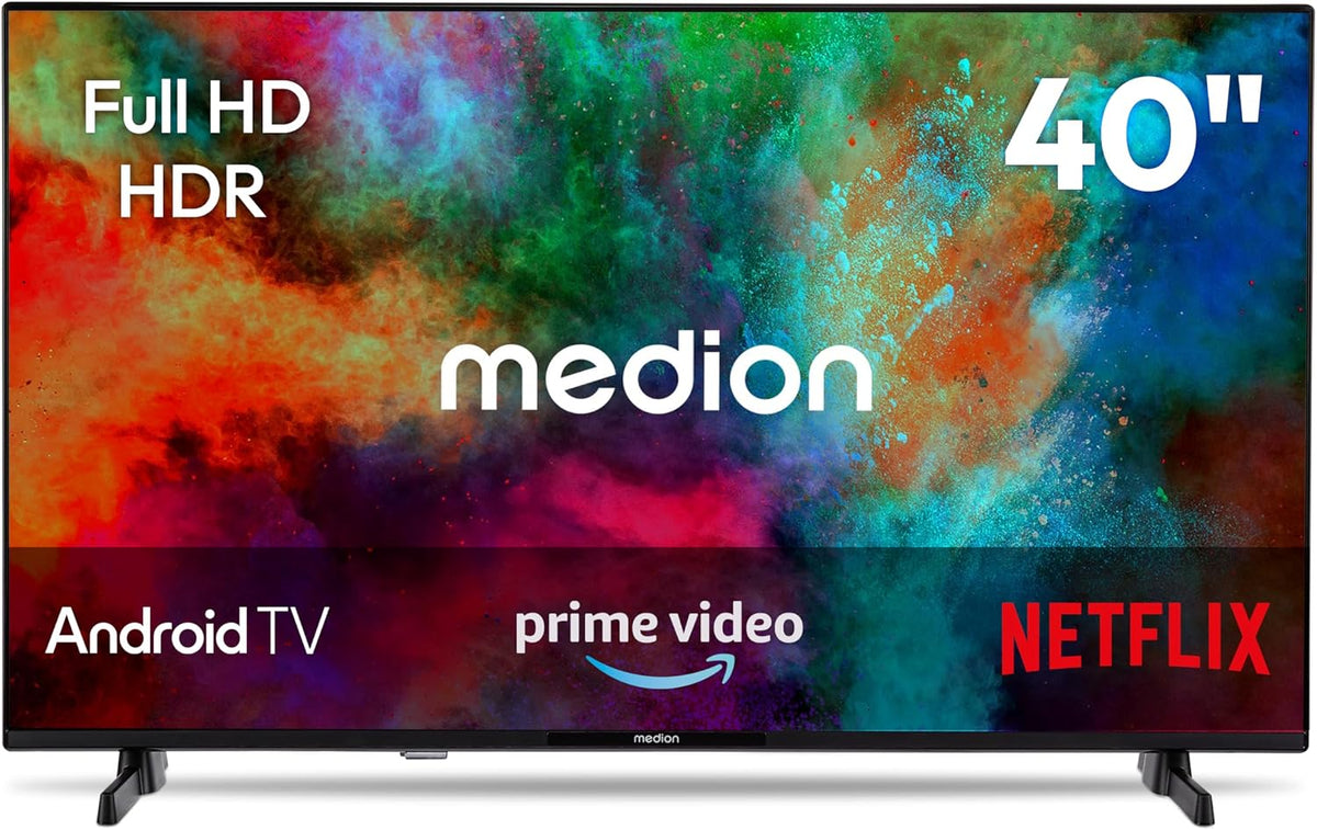MEDION Téléviseur, 40 Pouces, télécommande, 100, 3 cm, TV 40 Pouces Full HD, MD 840100, Bluetooth, Wi-Fi, Android TV, HDR, PVR