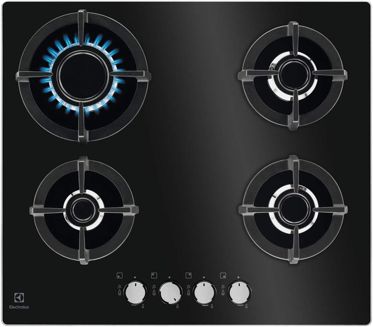 Plaque de cuisson Electrolux EGG6427K, 60 cm, EGG6427K Plateau de cuisson gaz sur verre GOG line 60 cm, noir