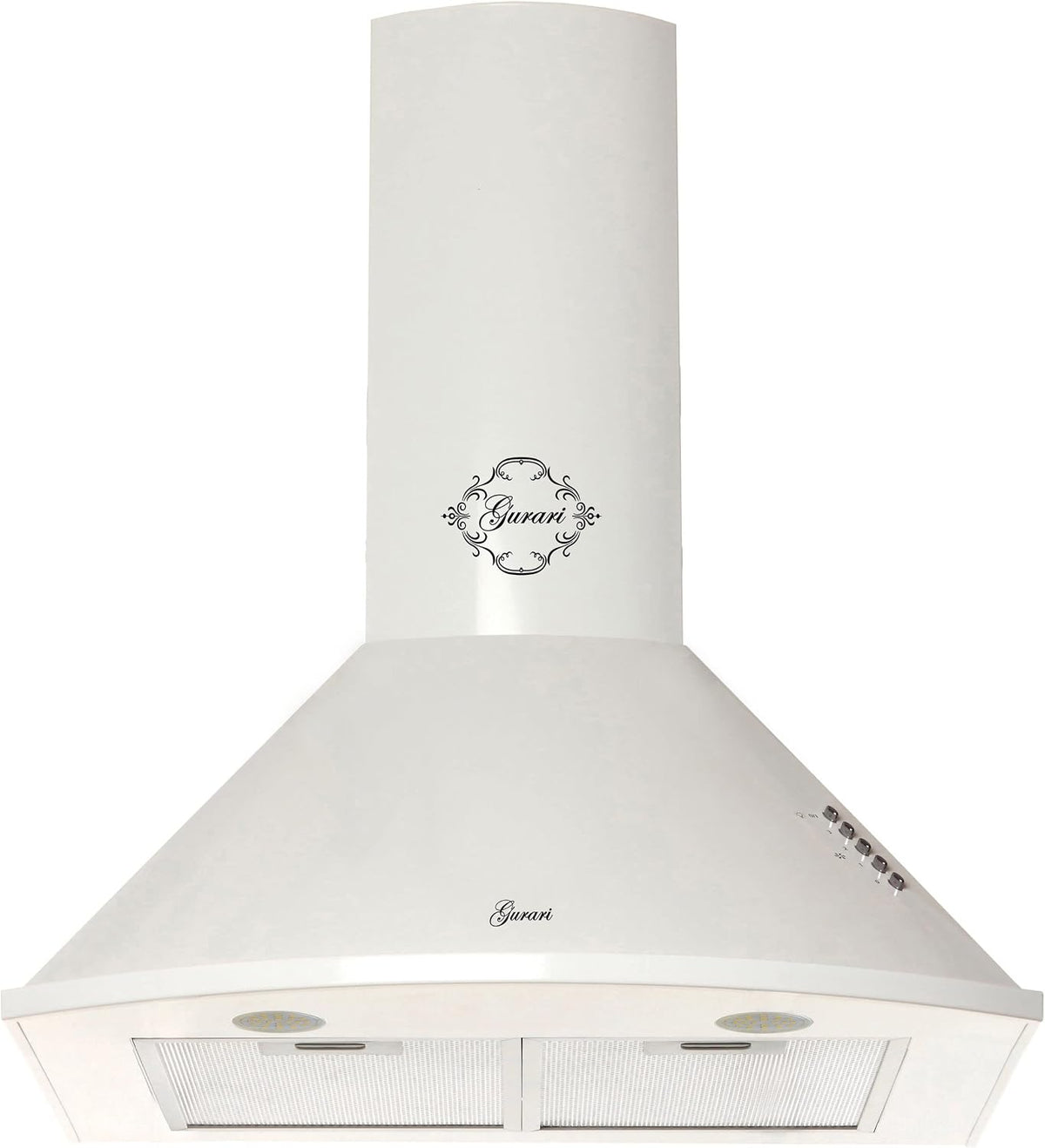 Hotte aspirante Gurari aspirante1000, Hotte murale design 60 cm Blanc GCH 046, Hotte de Cuisine mode recyclage ou évacuation de l'air, 3 niveaux