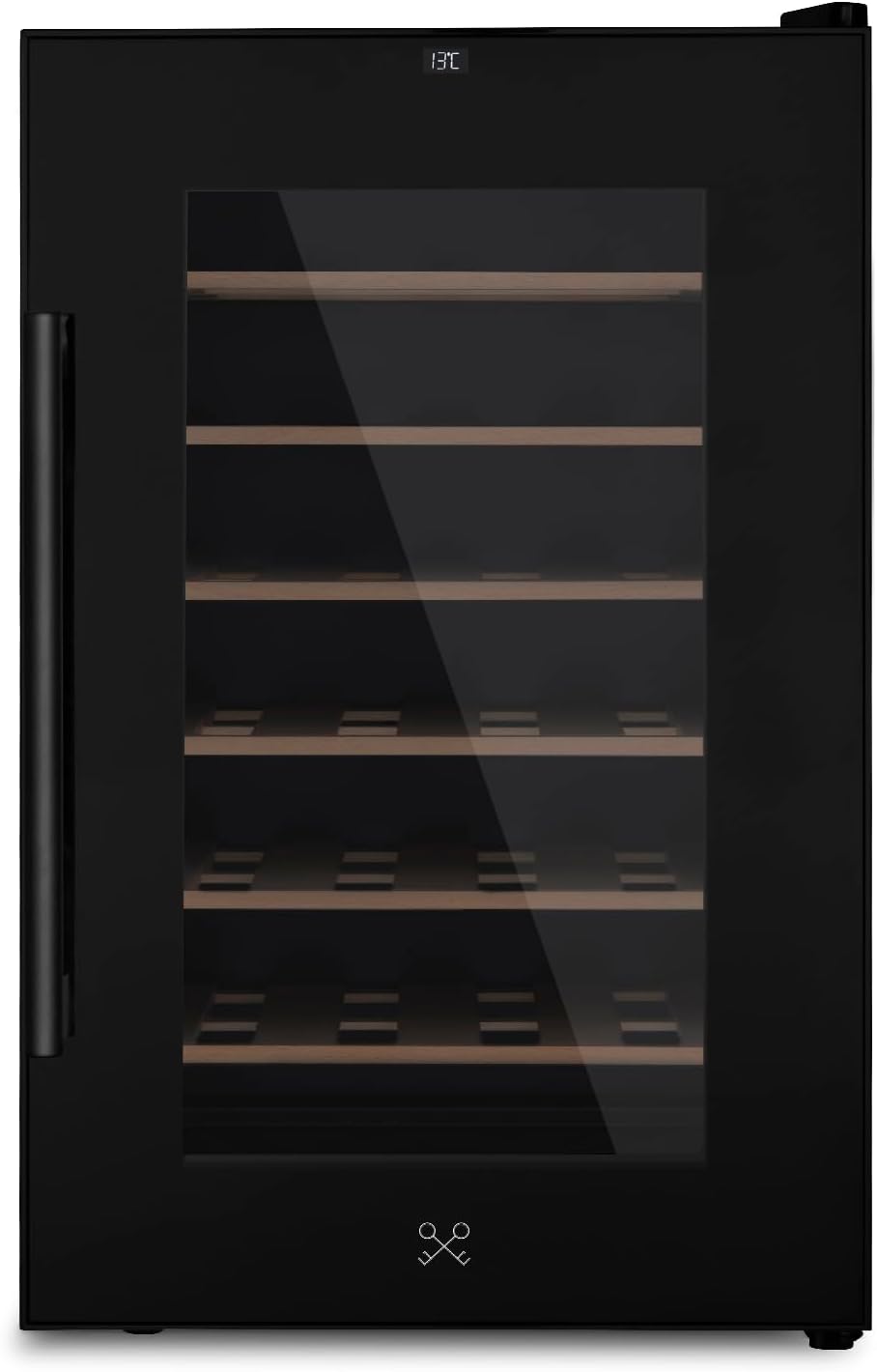Cave à vin, 70 L, Réglable de 11 à 18°C, acier inoxydable, LES PETITS CHAMPS, CAVCB28, 70L, 28 bouteilles, 11 °C, 6 Etagères, LED, verre