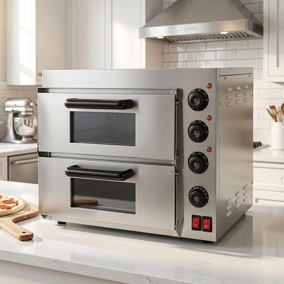 Four à pizza, 3000 W, réglable, acier inoxydable, 300 °C, minuterie, Appareil De Cuisson Intérieur