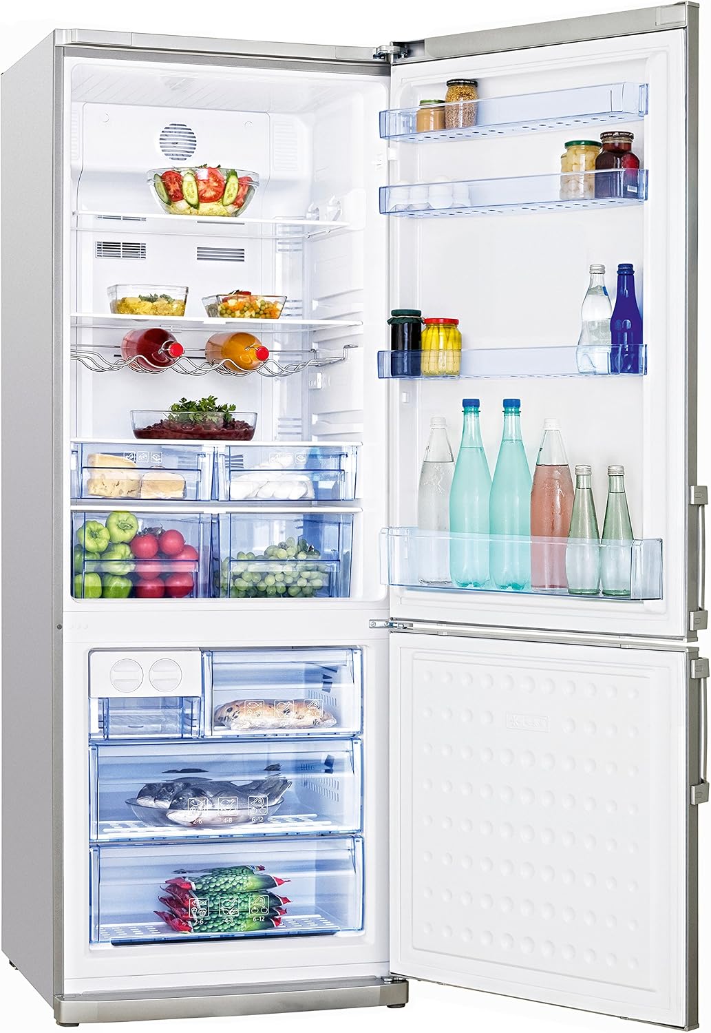 Beko Réfrigérateur, 318 L, No Frost, acier inoxydable, 112 L, 430 l, 0 °C, 2 tiroirs, éclairage LED, réglable, filtre à charbon