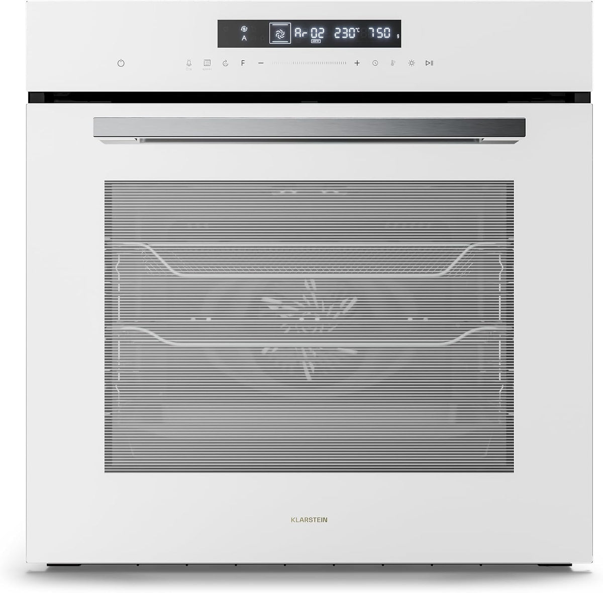 KLARSTEIN Four encastrable, 13 Modes, verre, 60 cm, 72 L, 72L, Blanc, minuterie, chaleur tournante, commande tactile, Classe A++