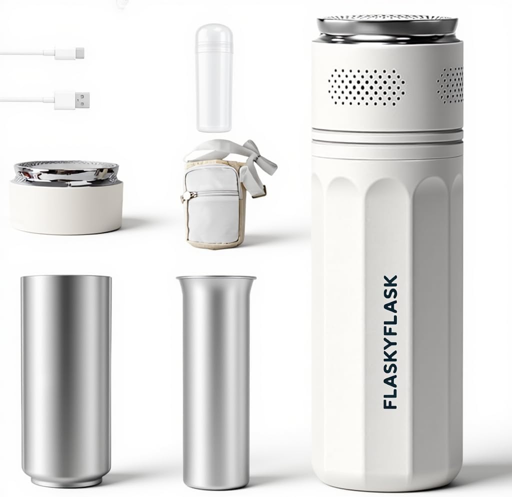 Réfrigérateur, 8°C, Glacière à Insuline de Voyage USB, Certifié TSA pour Diabétiques, flaskyflask, Blanc, portable