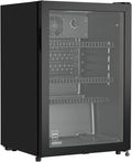 METRO Professional GSC2125B Réfrigérateur à boissons, 54.5 × 54 × 84 cm, éclairage LED, verre, 118 L, 18 °C, 3 Étagères, réglable, avec serrure