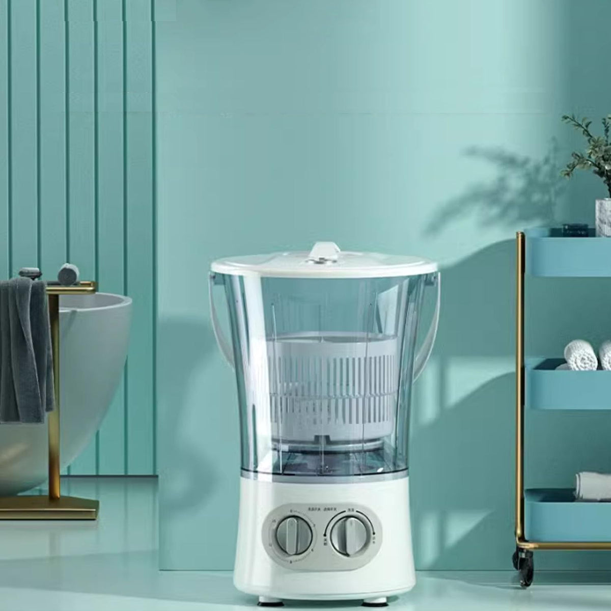 Mini lave-linge, Lave-Linge Semi-Automatique avec Panier de Vidange Laveuse Pratique, 280 tr/min, Mini Machine à Laver pour célibataires