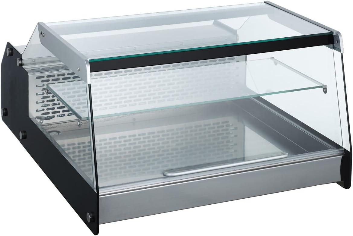 CombiSteel Réfrigérateur de présentation, 128 L, 2°C, 12°C, 32°C, Vitrine de Présentation Pro, Vitrine Réfrigérée À Poser Professionnelle